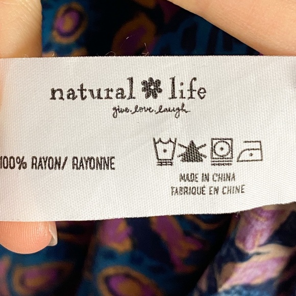 Natural Life Womens Midi Dress S Floral Boho Tirered Long Sleeve Hippie Blue - Picture 8 of 8